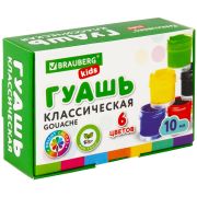 Гуашь BRAUBERG KIDS «NEW», 6 цветов по 10 мл, 192374