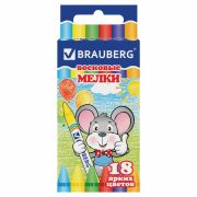 Восковые мелки BRAUBERG, НАБОР 18 цветов, 222963