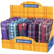 Пенал-косметичка BRAUBERG полиэстер, ассорти 5 цветов, «Шотландия», 20х6х4 см, дисплей, 223897