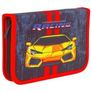 Пенал BRAUBERG с наполнением, 1 отделение, 1 откидная планка, 24 предмета, 21х14 см, «Yellow car», 229292