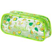 Пенал-косметичка BRAUBERG LUCENT на молнии, прозрачный, «Avocado», 21х5х9 см, 270054
