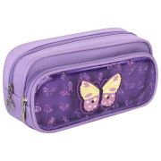 Пенал мягкий ЮНЛАНДИЯ, 2 отделения, полиэстер, «Butterfly», фиолетовый, 21х6х9 см, 270256