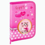Пенал BRAUBERG, 1 отделение, 1 откидная планка, полиэстер, 21х14 см, «Happy kitten», 270308