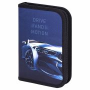 Пенал BRAUBERG с наполнением, 1 отделение, 1 откидная планка, 24 предмета, 21х14 см, «Sport car», 271527