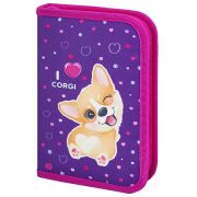 Пенал BRAUBERG, 1 отделение, полиэстер, 21х14 см, «I love corgi», 271530