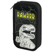Пенал ЮНЛАНДИЯ, 2 отделения, ламинированный картон, конгрев, 19х11 см, «RAWR», 271538