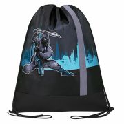 Мешок для обуви ЮНЛАНДИЯ, плотный, светоотражающая полоса, 46х36 см, «Black Ninja», 271615