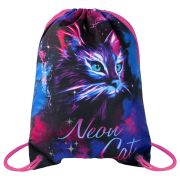 Мешок для обуви BRAUBERG PREMIUM, карман, подкладка, светоотражайка, 43х33 см, «Neon cat», 271621