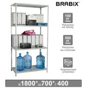 Стеллаж металлический BRABIX «MS KD-180/40/70-4», 1800х700х400 мм, 4 полки, компактная упаковка, 291113, S240BR124402