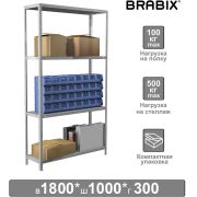 Стеллаж металлический BRABIX «MS KD-180/30-4», 1800х1000х300 мм, 4 полки, сборная стойка, 291114, S240BR143402