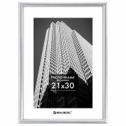 Рамка 21х30 см небьющаяся, багет 12 мм, пластик, BRAUBERG «Original», серебристая, 391231
