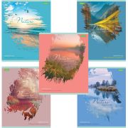 Тетрадь А5, 80 л., HATBER-ECO, скоба, клетка, обложка картон, «Nature», 80Т5C1