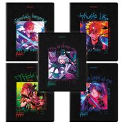 Тетрадь А5, 48 л. BRAUBERG, скоба, клетка, глянцевый лак, «Anime» (микс в спайке), 404348