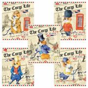 Тетрадь А5 48 л. HATBER скоба, клетка, обложка картон, «Корги_LIFE» (5 видов в спайке), 48Т5В1