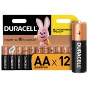 Батарейки КОМПЛЕКТ 12 шт., DURACELL Basic ОРИГИНАЛ, AA (LR6, 15А), алкалиновые, пальчиковые