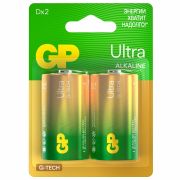 Батарейки КОМПЛЕКТ 2 шт., GP Ultra G-Tech, D (LR20, 13А), алкалиновые, блистер, 13AU-CR2