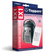 Мешок для пылесоса (пылесборник) бумажный TOPPERR EX1, ELECTROLUX, PHILIPS, КОМПЛЕКТ 5 шт., 1010