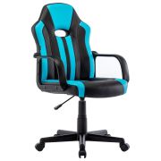 Кресло компьютерное BRABIX «Stripe GM-202», экокожа, черное/голубое, 532509