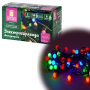 Электрогирлянда-нить комнатная «Шарики» 5 м, 50 LED, мультицветная 220 V, контроллер, ЗОЛОТАЯ СКАЗКА, 591103