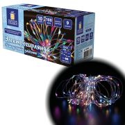 Электрогирлянда-нить уличная «Роса» 10 м, 100 LED, мультицветная, батарейки, контроллер, ЗОЛОТАЯ СКАЗКА, 591294