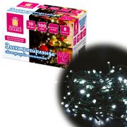 Электрогирлянда-нить комнатная «Стандарт» 10 м, 100 LED, холодный белый свет, 220 V, контроллер, ЗОЛОТАЯ СКАЗКА, 591347