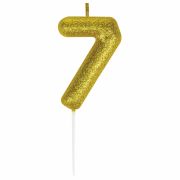 Свеча-цифра для торта «7» золотая с глиттером, 6 см, ЗОЛОТАЯ СКАЗКА, на шпажке, в блистере, 591420
