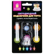 Цифра-подсвечник «3» светодиодная, ЗОЛОТАЯ СКАЗКА, в наборе 4 свечи 6 см, 1 батарейка, 591426