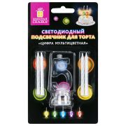Цифра-подсвечник «5» светодиодная, ЗОЛОТАЯ СКАЗКА, в наборе 4 свечи 6 см, 1 батарейка, 591428