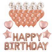 Шары воздушные НАБОР ДЛЯ ДЕКОРА «Happy Birthday», 43 шара, розовое золото, BRAUBERG KIDS, 591899