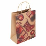 Пакет подарочный КОМПЛЕКТ 10 штук, новогодний, 26x13x32 см, «Christmas Kraft», ЗОЛОТАЯ СКАЗКА, 591961