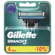 Сменные кассеты для бритья 4 шт., GILLETTE (Жиллет) «Mach3», для мужчин