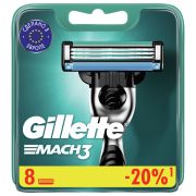 Сменные кассеты для бритья 8 шт., GILLETTE (Жиллет) «Mach3», для мужчин