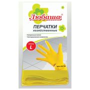 Перчатки МНОГОРАЗОВЫЕ латексные ЛЮБАША «ЭКОНОМ», хлопчатобумажное напыление, размер 8-9, L (большой), желтые, вес 32 г, 603785