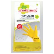Перчатки МНОГОРАЗОВЫЕ латексные ЛЮБАША «ЭКОНОМ», хлопчатобумажное напыление, размер 9-10, XL (очень большой), желтые, вес 34 г, 603786