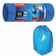 Мешки для мусора 160 л, с ушками, синие, рулон 10 шт., ПВД, 30 мкм, 90х125 см, PACLAN «Multitop», 134442