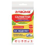 Салфетки ВИСКОЗНЫЕ универсальные STANDART, 25х38 см, КОМПЛЕКТ 7 шт., 90 г/м2, «НЕДЕЛЬКА», LAIMA, К4121, 605502
