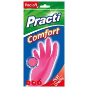 Перчатки МНОГОРАЗОВЫЕ латексные PACLAN «Practi Comfort», хлопчатобумажное напыление, размер 8,5-9, L (большой), розовые, вес 66 г, 407272