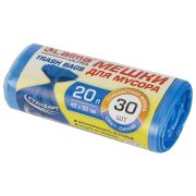 Мешки для мусора LAIMA «ULTRA» 20 л синие, в рулоне 30 шт. прочные, ПНД 8 мкм, 45х50 см, 607682