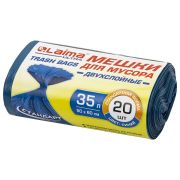 Мешки для мусора LAIMA «ULTRA» 35 л синие, в рулоне 20 шт. особо прочные, ПВД 20 мкм, 50х60 см, 607686