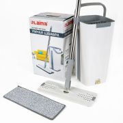 Швабра с отжимом и ведром 11л/9л, двухкамерное, ProClean, насадка из микрофибры карманы с 2-х сторон, белый, LAIMA, 607979