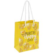 Пакет подарочный (1 штука) 11x6x15 см, ЗОЛОТАЯ СКАЗКА «Happy Birthday», глиттер, желтый, 608237