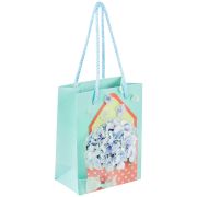 Пакет подарочный (1 штука) 11x6x15 см, ЗОЛОТАЯ СКАЗКА «Summer Flowers», глиттер, голубой, 608246
