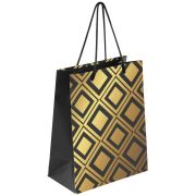 Пакет подарочный (1 штука) 18x10x23 см, ЗОЛОТАЯ СКАЗКА «Gold Luxury», тиснение фольгой, чёрный, 608248