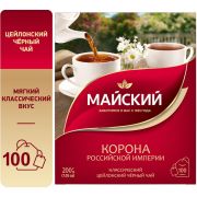 Чай МАЙСКИЙ «Корона Российской Империи» черный цейлонский, 100 пакетиков по 2 г, 113159