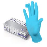 Перчатки смотровые нитриловые 50 пар (100 штук), CONNECT, голубые, размер 6-7, S (малый)